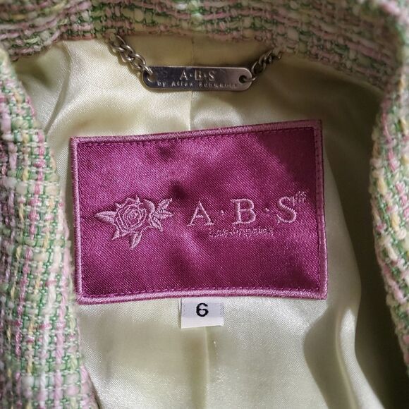 ABS Green & Pink Tweed Blazer with Rhinestone Edges (6) - Picture 3 of 5